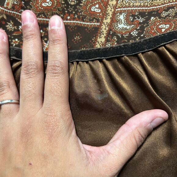 Miss Me Brown Patchwork Vintage Maxi Skirt Paisley Satin Size Small - Picture 6 of 11